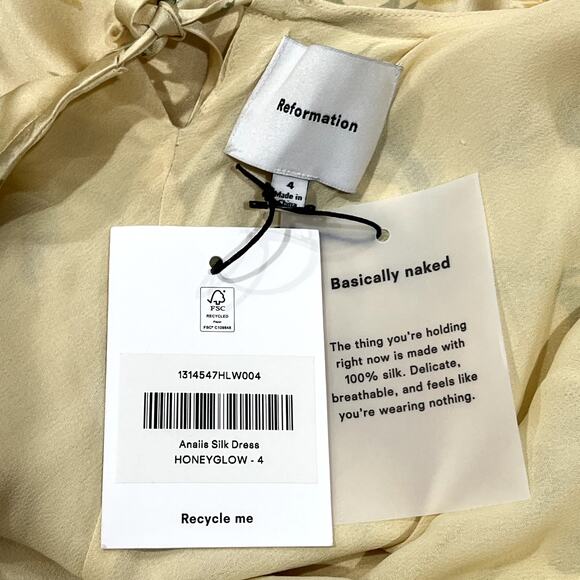 NWT NEW Reformation Anaiis Silk Dress - Picture 6 of 8